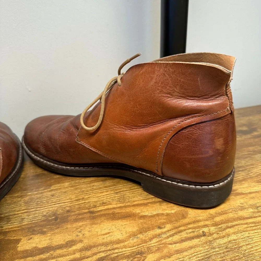 OluKai Mens Leather Chukka‎ Boots 10 Pahoa Ginger Brown Cap Toe Lace Up Shoes